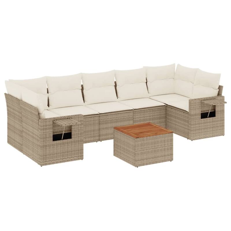vidaXL Garden Sofa Set 8 Piece with Cushions Outdoor Sofa Set Poly Rattan - 21.7 x 21.7 x 14.6 in (W x L x H)