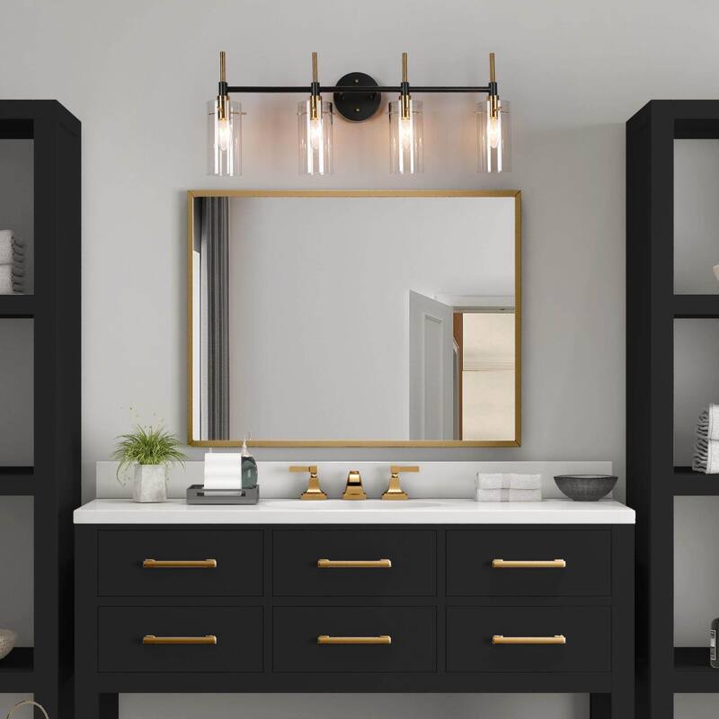 Modern Black Gold Bathroom Vanity Light Dimmable Wall Sconces with