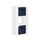 preview thumbnail 23 of 32, RiverRidge Kids Bookshelf and Toy Organizer Tower with 3 Cubbies and 6 Bookracks for Playroom, Nursery, and Reading Nook White with Navy Bins