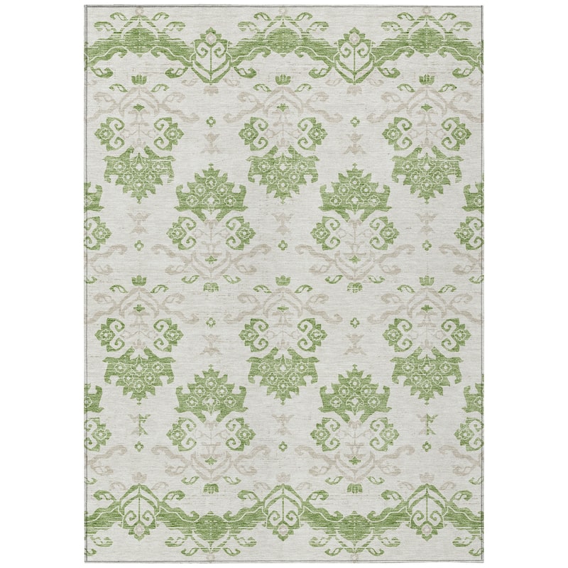 Machine Washable Indoor/ Outdoor Chantille Medallion Damask Rug