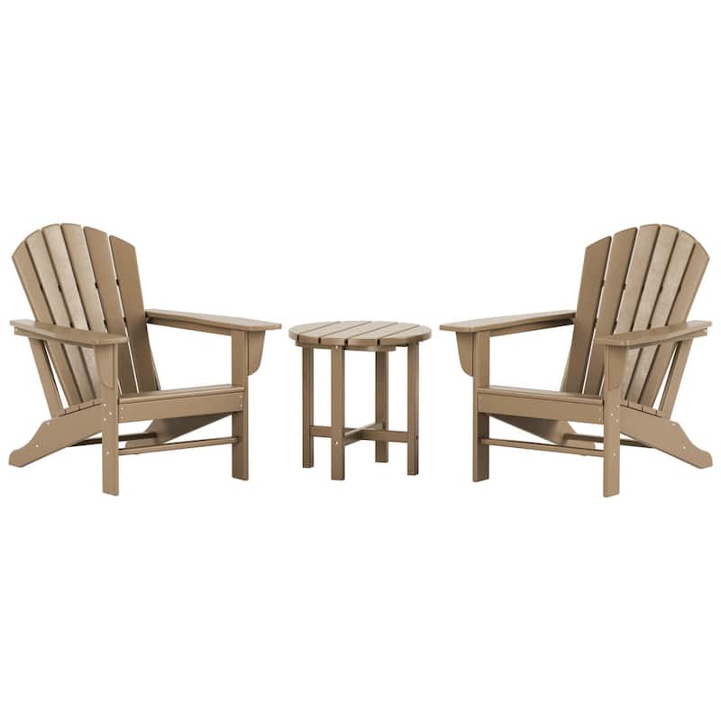 Altura Classic Outdoor Eco-Friendly All Weather Adirondack Chairs with Side Table (3-Piece Set)