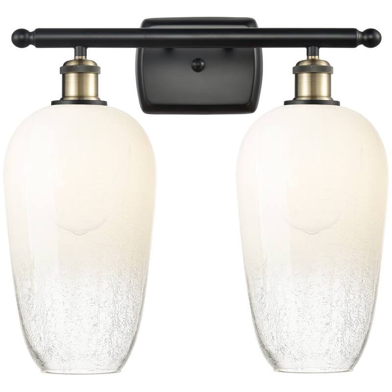 Innovations Lighting Endless Possibilities Ballston - Brookhaven Flute - 2 Light 17" Bath Vanity Light - Black Antique Brass/Opal