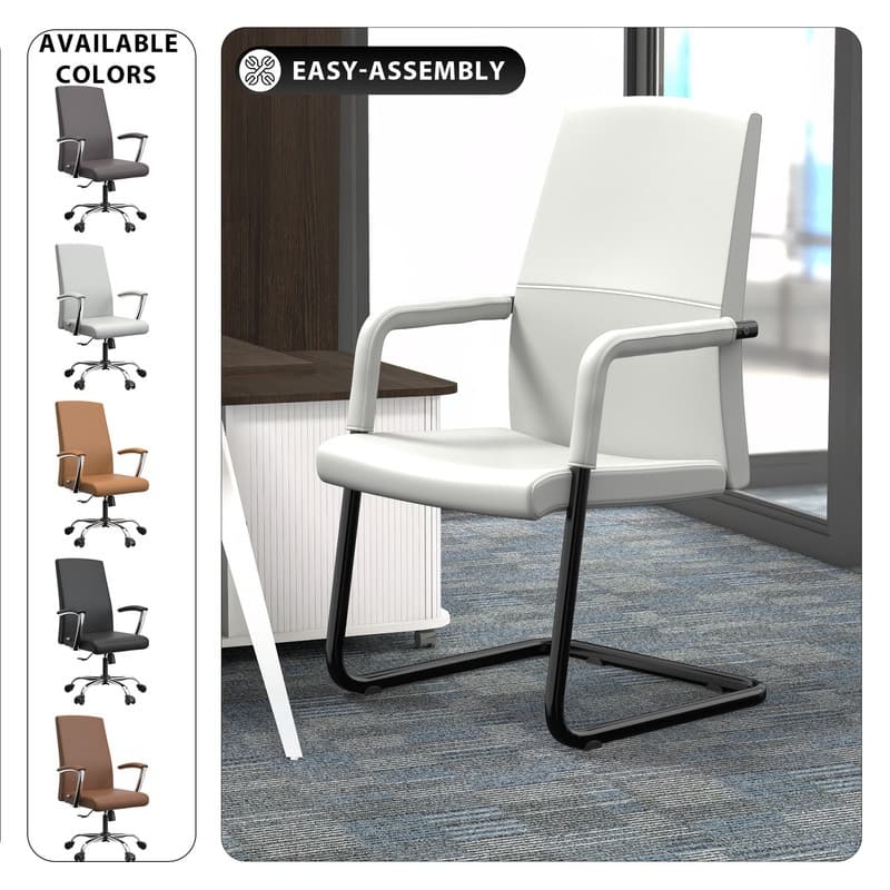 LeisureMod Evander Modern Faux Leather Office Chair with Aluminum Frame