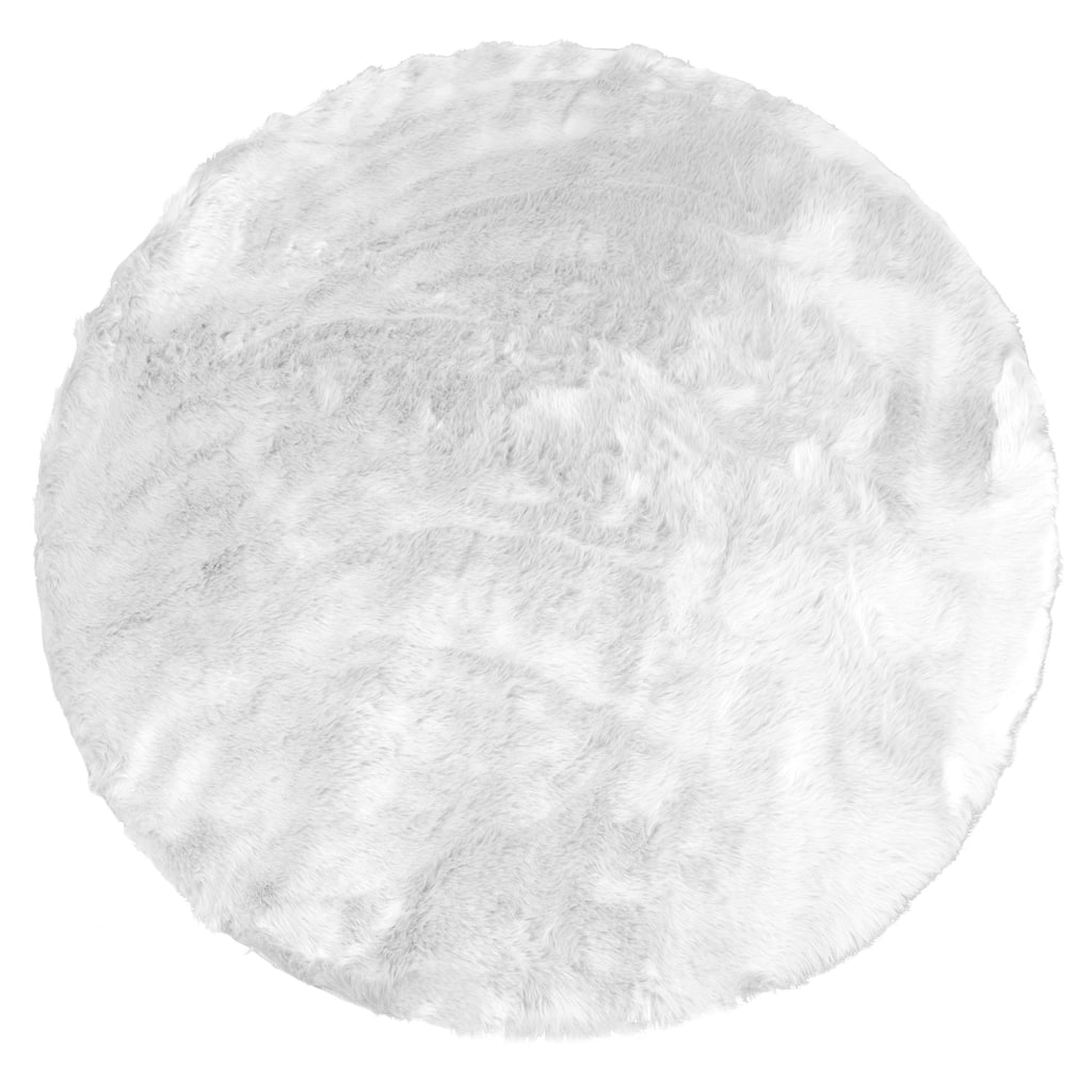 Aurora White Round imitative Fur Area Rug 5 Foot Wide - 5' Round - 5' Round