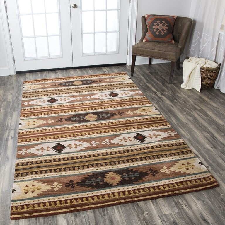 Alora Decor Ryder Rust, Tan, Ivory, and Grey Hand-tufted Wool Rug