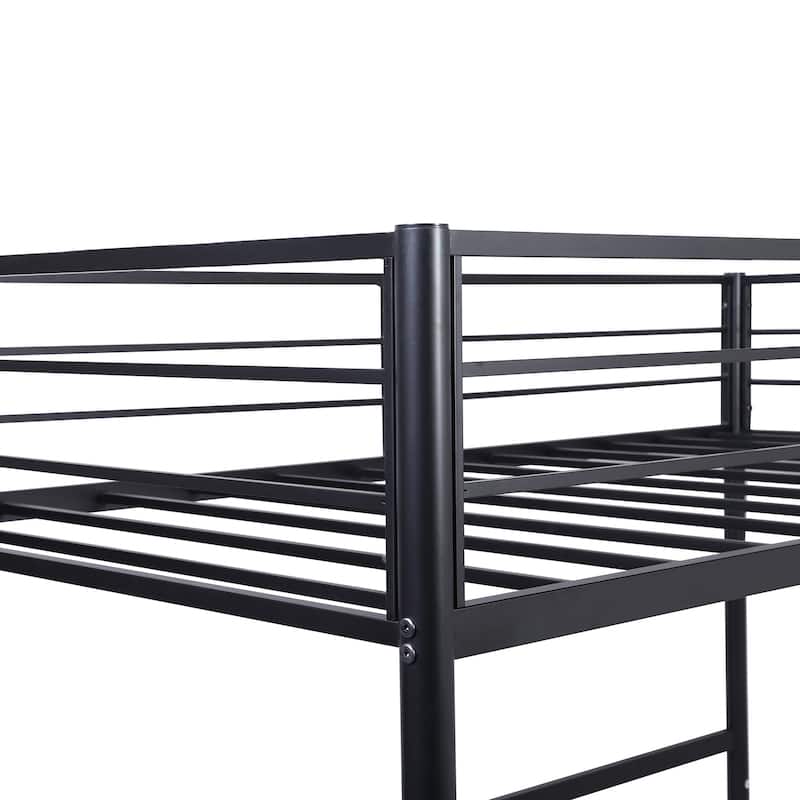 Twin Over Full Metal Bunk Bed with Desk, Ladder and Quality Slats