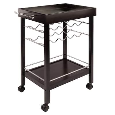 Johnnie Bar Cart, Espresso - 30.71 x 18.35 x 33.19 inches