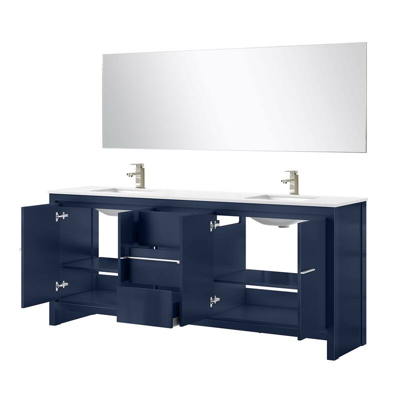 Lafarre Bath Vanity Quartz Top, Sink, Mirror & Brushed Nickel Faucet