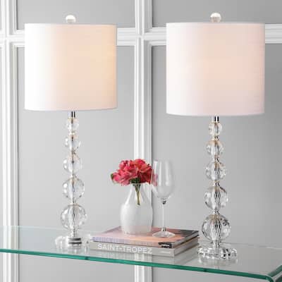Harper 28.5" Crystal LED Table Lamp, Clear/Chrome (Set of 2) by JONATHAN Y