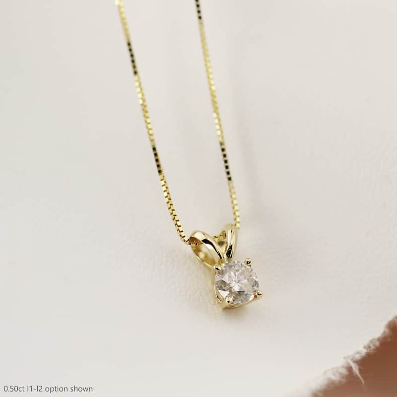 Auriya 18k Gold 1/2 to 1 1/4ct TDW Certified Clarity-enhanced Diamond Necklace (H-I, I1-I2 or I2-I3)