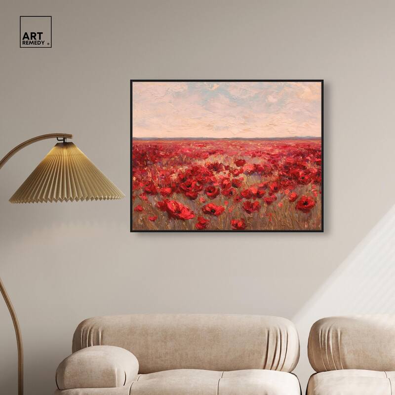 Sea of Red Poppies I Canvas by Art Remedy