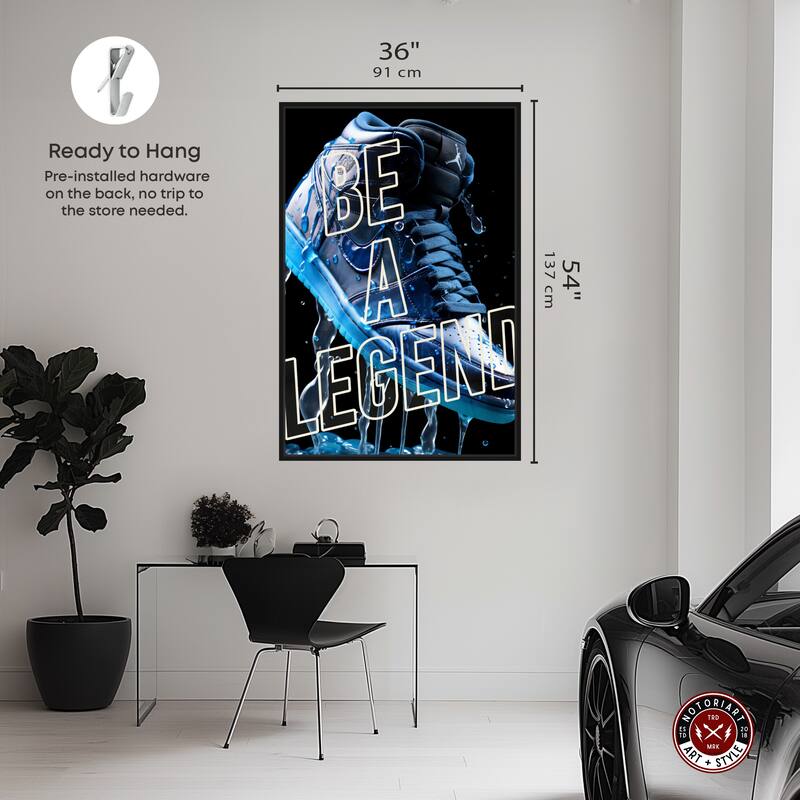 Notoriart Be A Legend Sneaker Drip Framed Sneaker 1 Piece Canvas Wall Art