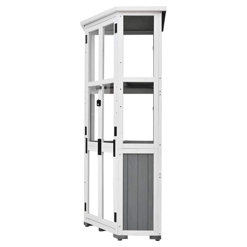 63" Height Garden Outdoor Tool Storage Shed, Greenhouse Cold Frame with Lockable Door