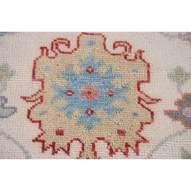Hand Knotted Oriental 100% Wool Carpet Transitional All-Over Beige & Ivories Oushak Area Rug - 17' 10'' X 9' 1''