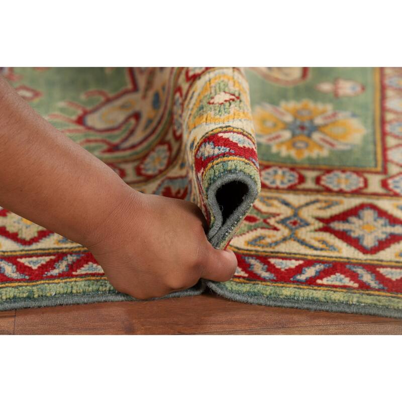 Green Kazak Oriental Accent Rug Handmade Wool Carpet - 3'11" x 6'0"