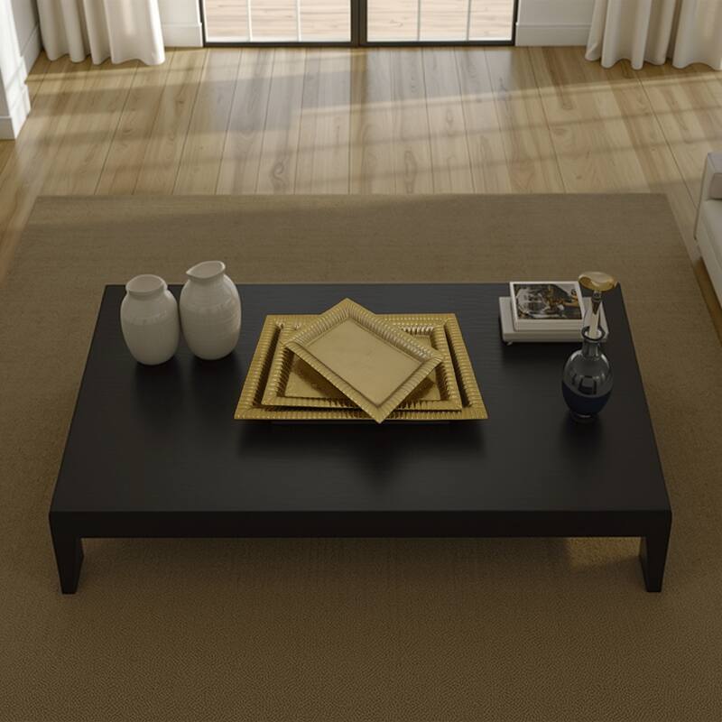 Nancy Tray Set of 3, Wavy Edges, Golden Metal Frames, Rectangular