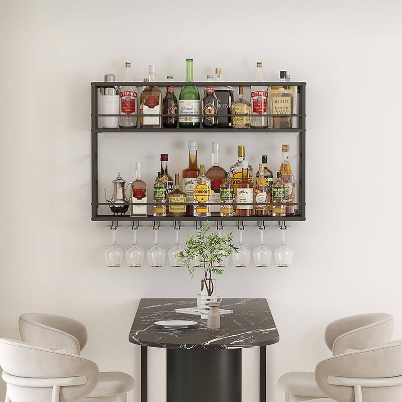 Wall Mounted Wine Rack - 39.3"W x 7.9"D x 25.6"H