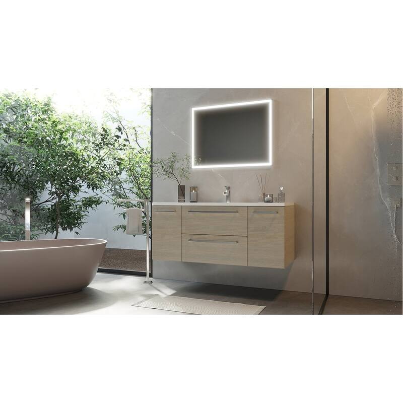 Silhouette Collection 48" Wall Mount Single Sink Bathroom Vanity Cabinet with Doors and Drawers