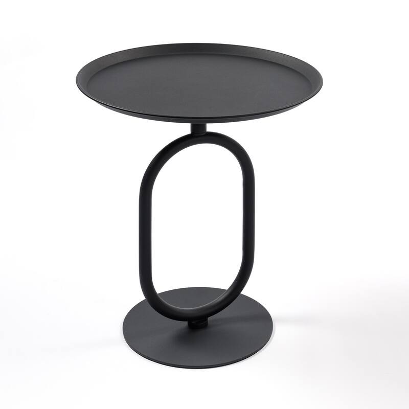 Lantern-shaped Metal End Table, Small Round Side Table, Modern Coffee Drink Cocktail Table