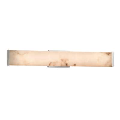 Justice Design LumenAria Latitude 29-inch Brushed Nickel LED Wall/ Bath Bar, Faux Alabaster Shade - Silver