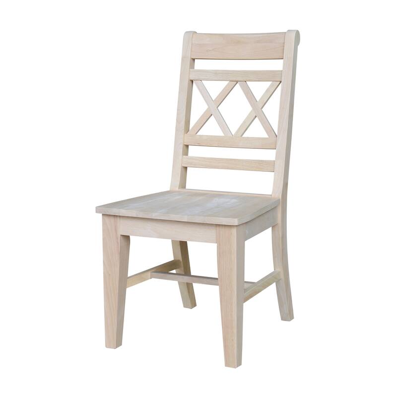 Solid Wood Double X-Back Dining Chairs, Set of 2