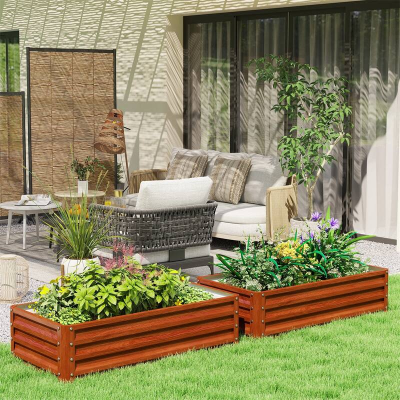 Galvanized Steel Garden Bed Planter for Vegetables and Flowers - 47.25" L x 23.5" W x 12" H