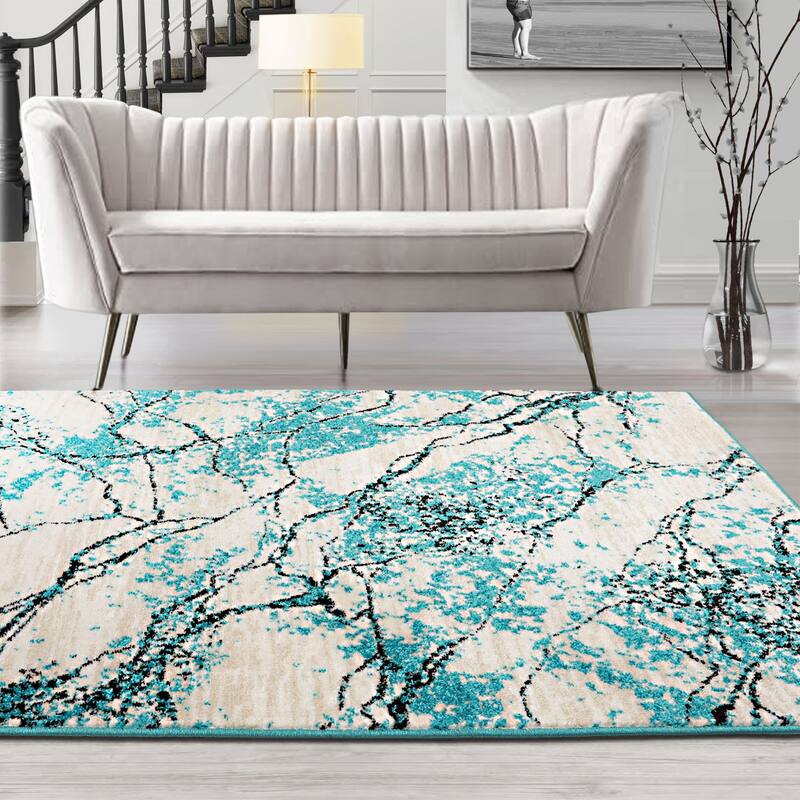 Polypropylene Lightning Moder Oriental Area Rug