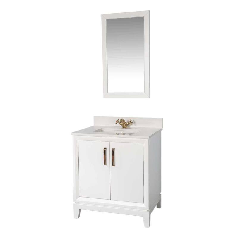 Fabia 30'' Free-standing Single Bathroom Vanity with Quartz Vanity Top & Mirror - White