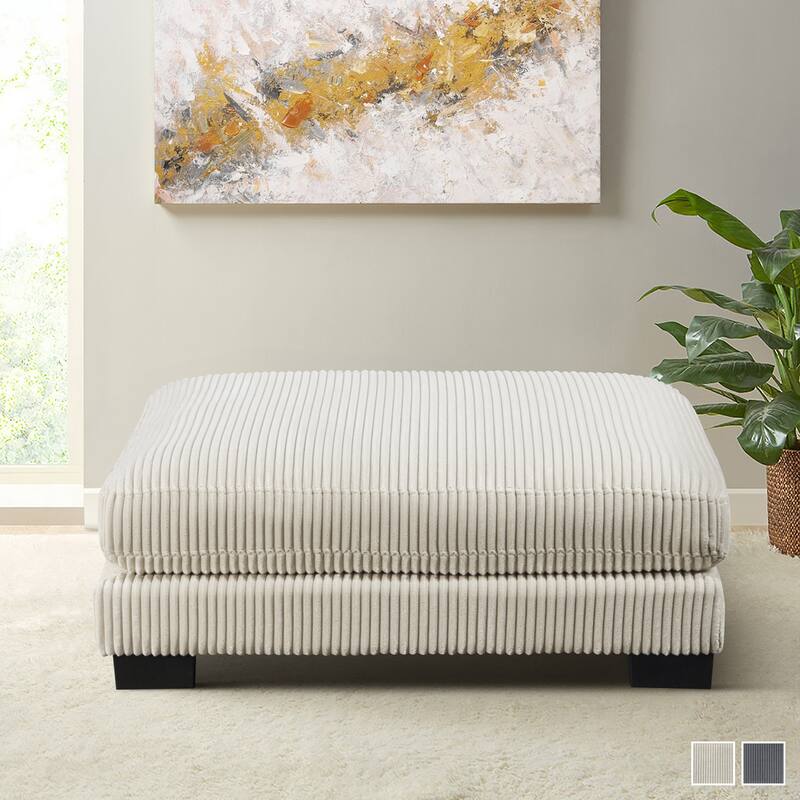 Braidy Corduroy Upholstered Ottoman