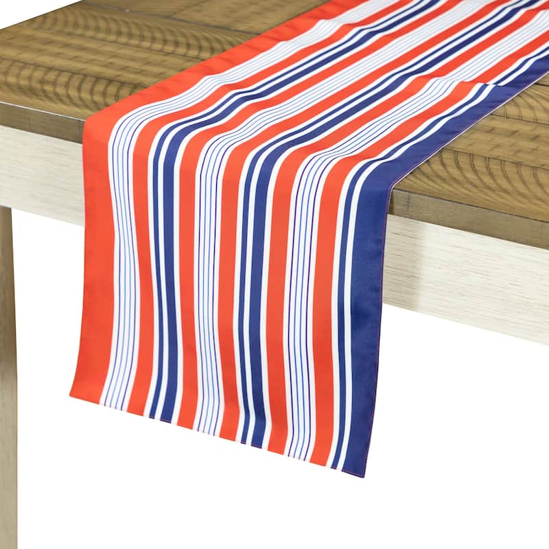 71" Red White and Blue Americana Striped Table Runner