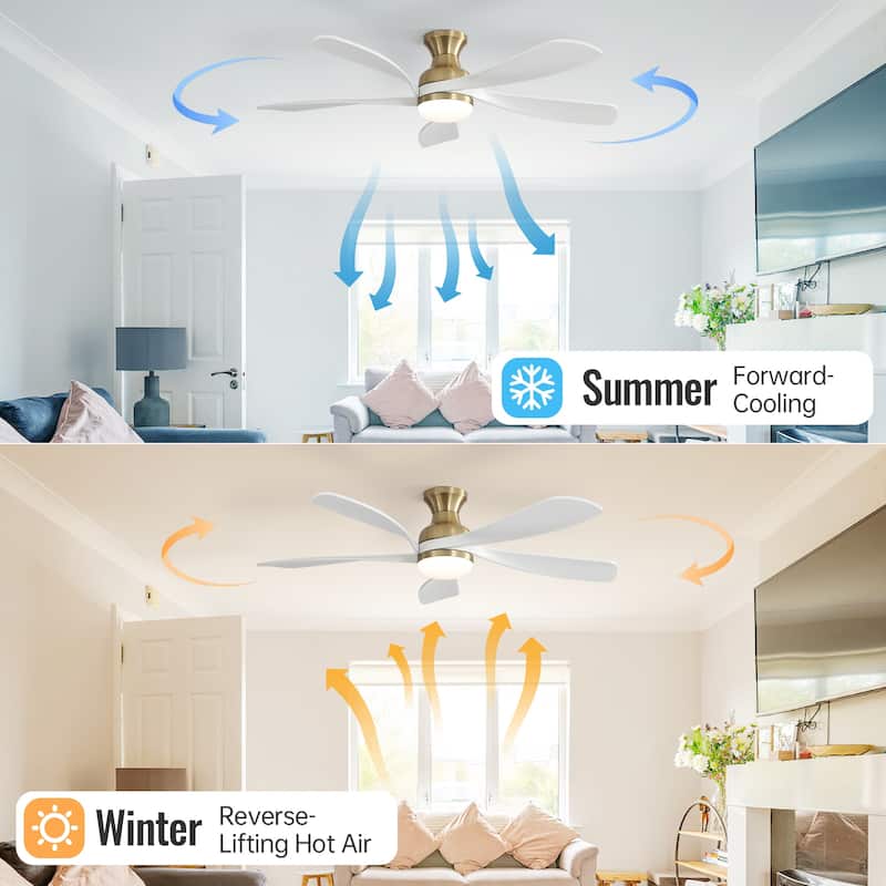 42“/52"/60"/48" Noiseless Walnut Wood Ceiling Fan with Remote Control, Integrated Light Optional