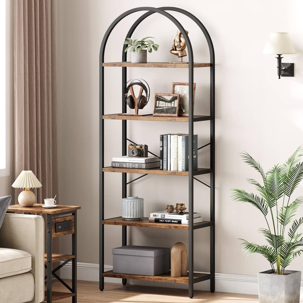 Bookshelf Tall Bookcase Arched Standing Bookshelves