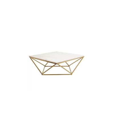 Justine Square Brush Gold Marble Coffee Table