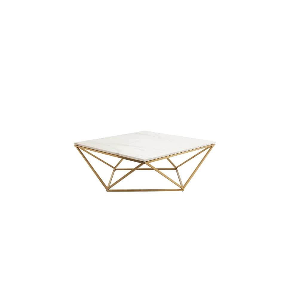 Justine Square Brush Gold Marble Coffee Table