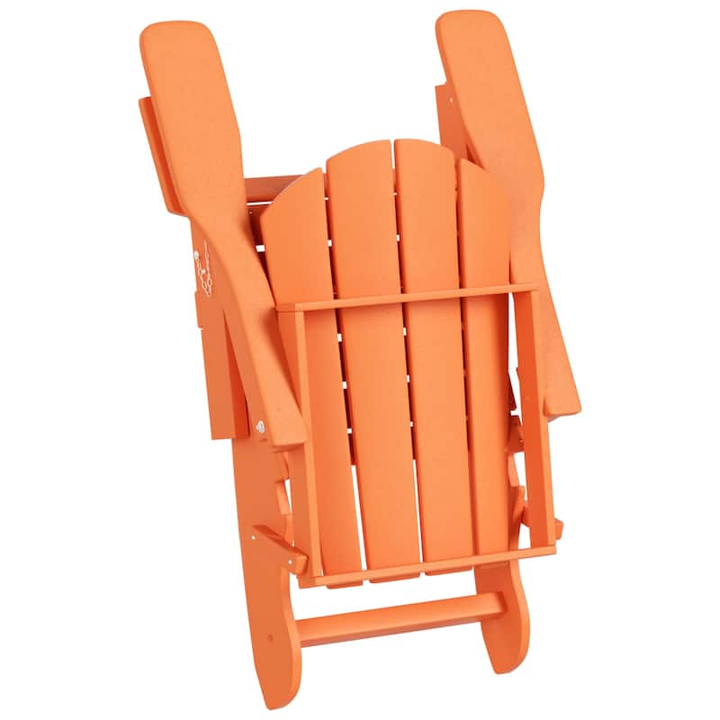 Polytrends Laguna Hdpe All Weather Outdoor Patio Foldable Adirondack Chair With Side Table (2-Piece Set)