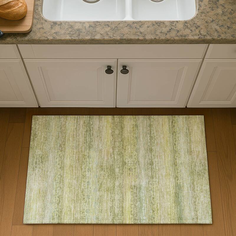 Premium Washable Super Soft Modern Stripe Mayfield Rug - Sage - 1'8" x 2'6"