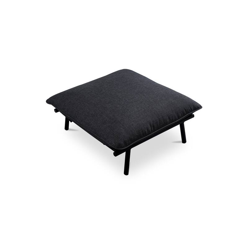 NADAAL STUDIOS Varyn Outdoor Ottoman, Stainless Steel Frame and Olefin Upholstery, Speckled Charcoal
