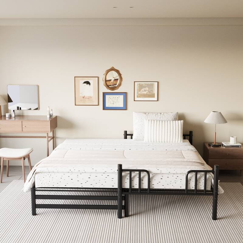 Twin Metal Pull-Out Bunk Bed with Guardrail and Built-In Ladder, Space-Saving Convertible Frame for Bedroom