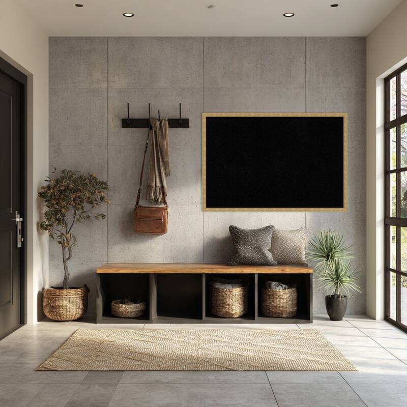 Mila Dark Gold Wood Framed Cork Board - Bulletin Board, Organization Board, Pin Board