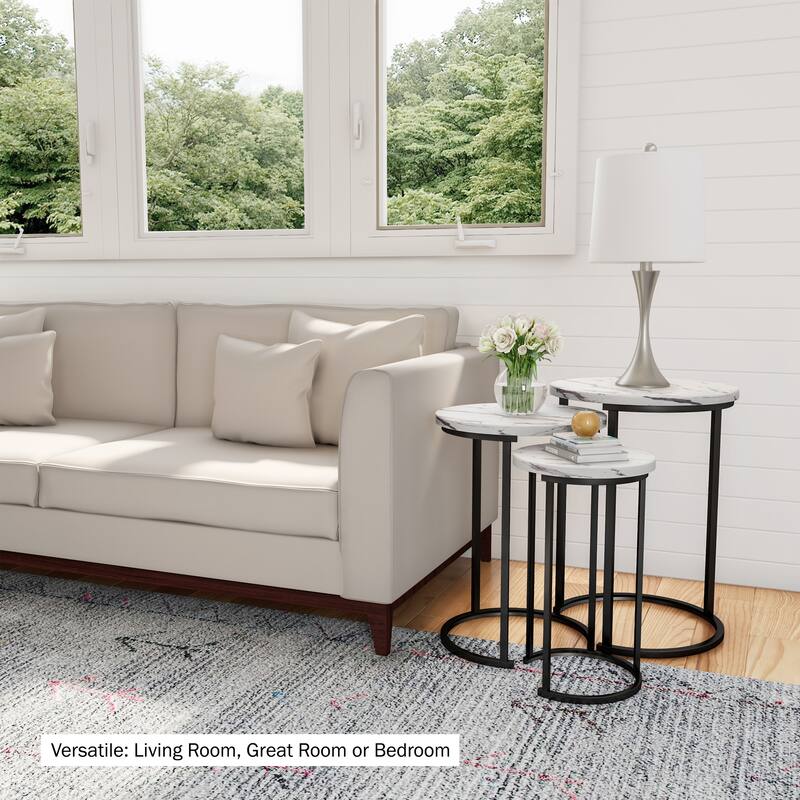 Lavish Home Round Living Room End Tables Nesting Tables, Set of 3