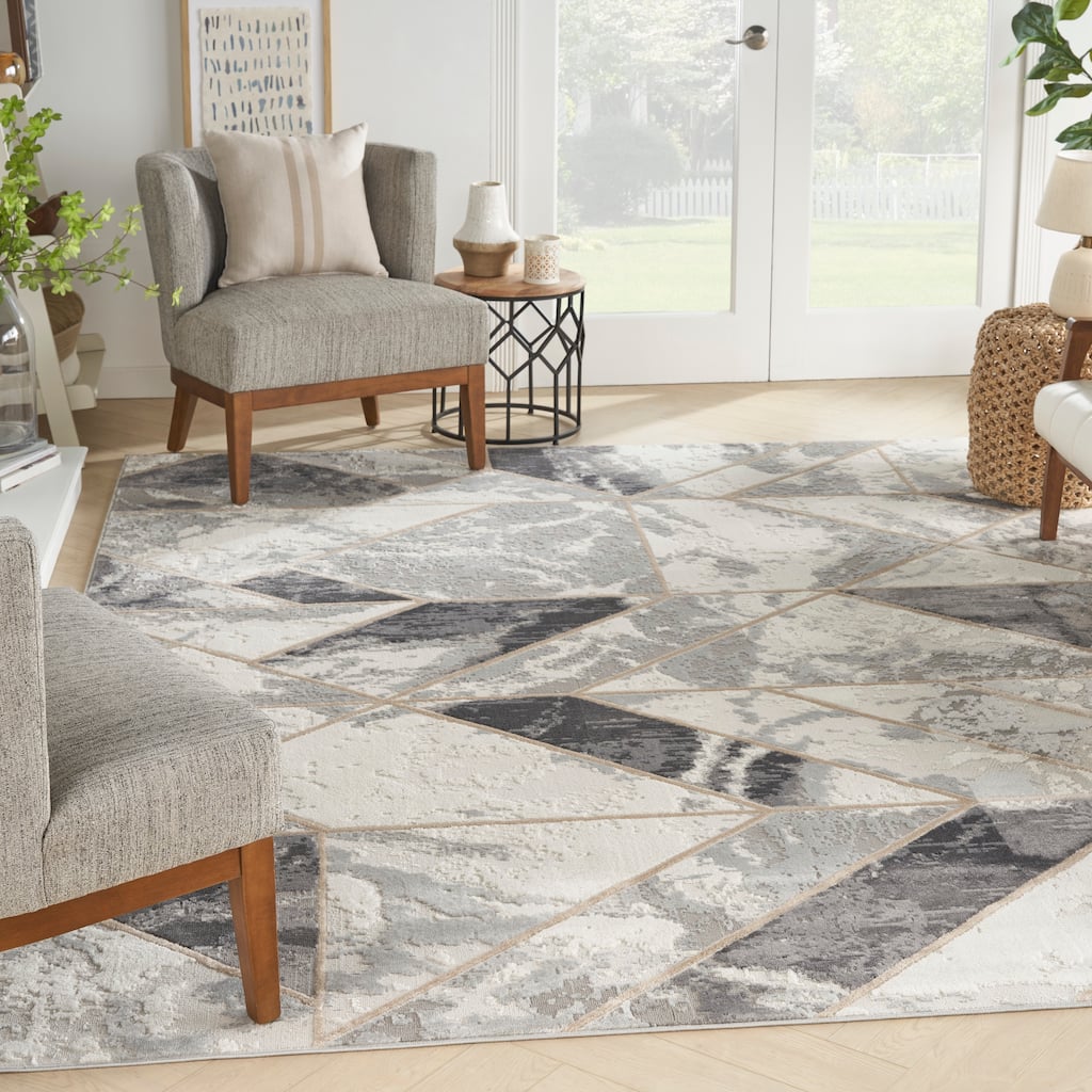 Nourison Elation Contemporary Abstract Marble Glam Area Rug