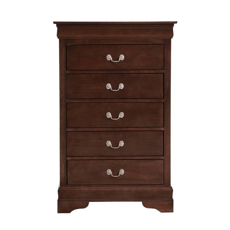 5-Drawer Wooden Bedroom Chest - 48" - Chocolate Brown