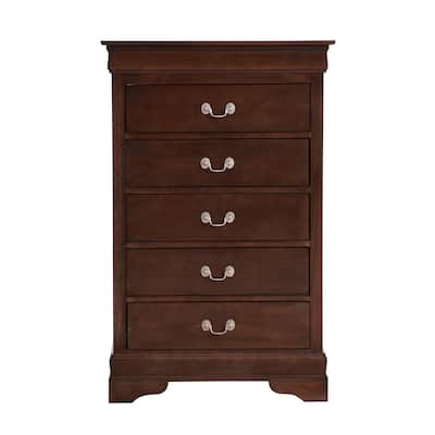 5-Drawer Wooden Bedroom Chest - 48" - Chocolate Brown