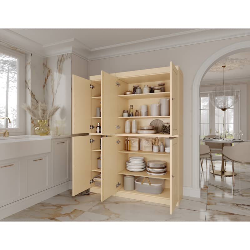 Palace Imports 100% Solid Wood Pantry Cabinet, Raised Panel Doors, Adjustable Shelves, 48.5" Wide, 71.5" Tall - 48.5" x 71.5"