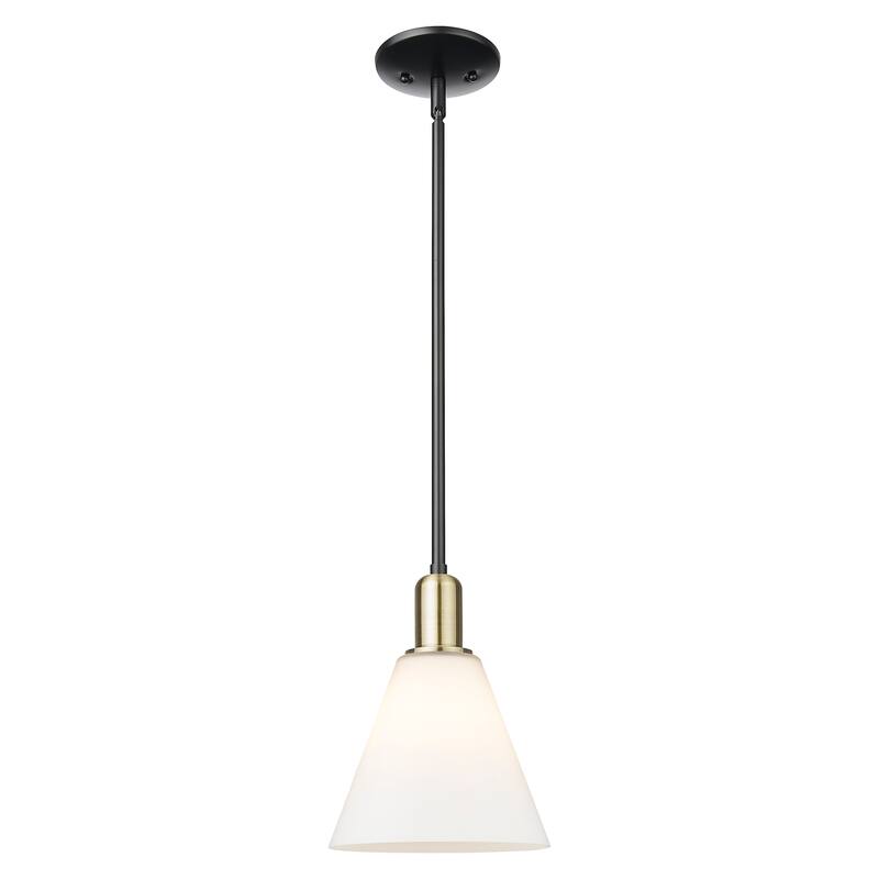 Innovations Lighting Endless Possibilities Arcadia - Berkshire Glass - 1 Light 8" Stem Hung Mini Pendant - Black Antique Brass/Matte White