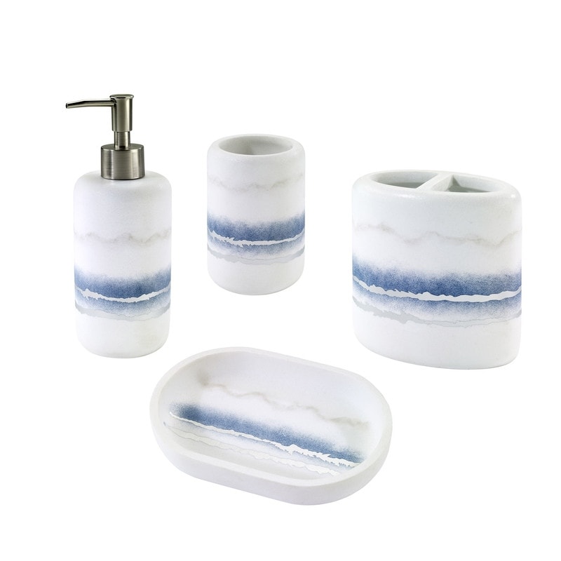 Premium Blue & White Bathroom Accessories Set New Apartment Essentials  Bathroom
