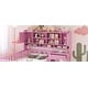 preview thumbnail 15 of 43, Twin Size Wood Platform Bed with Desk, Bookshelf, Matching Chair, Pink