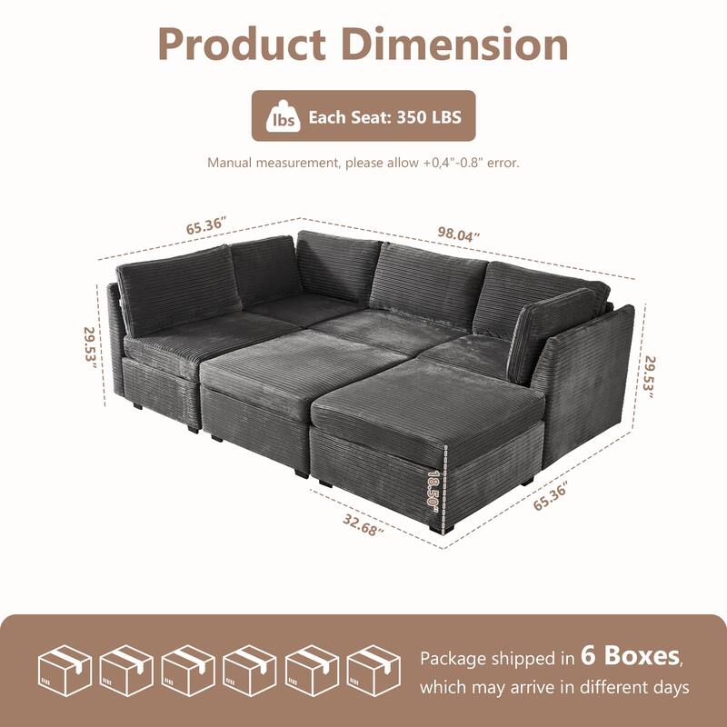XIZZI Modular Sectional Sofa Chaise Couch with Ottoman