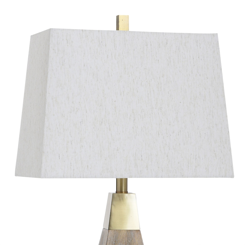 Roanoke Brown Table Lamp - Polyresin Brushed Triangle Cut Out Body - Natural Shade