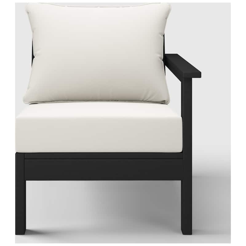 Birchwood All Weather HDPE Outdoor Patio Deep Seating Black Right Arm Facing Chair With Cushions (1-Piece)